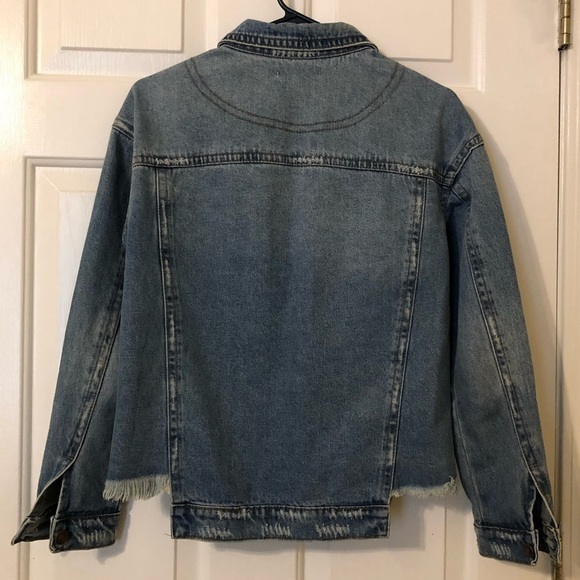 HEARTLOOM Distressed Fringe Denim Jacket Womens Size XS - Picture 2 of 14